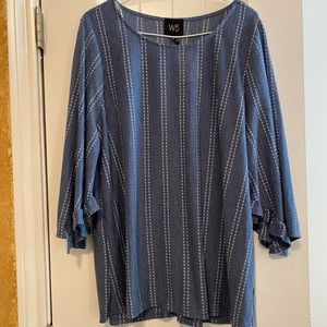 3/$25♥️Anthro W5 3/4 blue & white pattern blouse